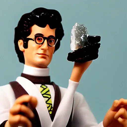 Prompt: Egon Spengler holding a quartz crystal.