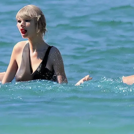 Prompt: taylor swift swim with elon musk