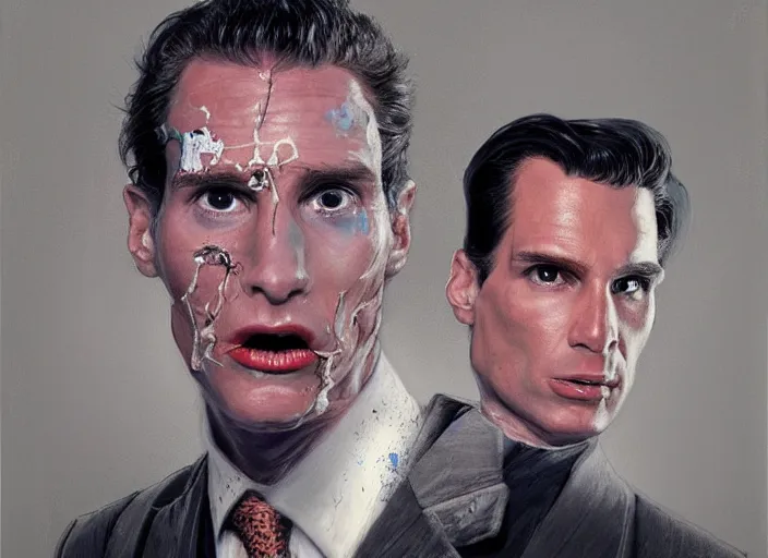 Image similar to a highly detailed terrifying portrait of patrick bateman, james gurney, james jean