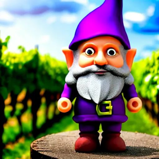 Image similar to purple gnome controlling spirits to fight off tree people in a winery. fantasy