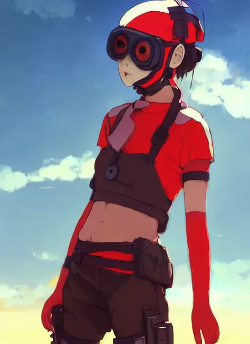 Prompt: a girl with red sports clothes with tribals and wearing softair mask, reflective googles, softair center landscape, illustration, concept art, anime key visual, trending pixiv fanbox, by wlop and greg rutkowski and makoto shinkai and studio ghibli and kyoto animation, trending on youtube, airsoft close quarter combat, realistic anatomy