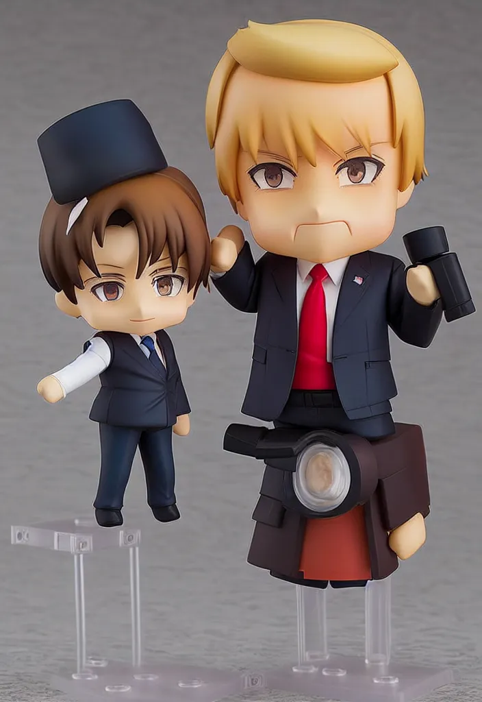 Prompt: Anime Nendoroid Figurine of Donald Trump, Product Photo