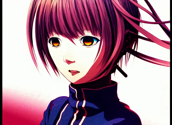 Prompt: editorial illustration colorful anime portrait of shiina ringo, murata range, last exile, yoh yoshinari, studio trigger, anime, manga, ilya kuvshinov, fine texture, realistic shading, fine details, matte colors, dramatic lighting, dynamic composition, moody, vivid, volumetric, stippled lighting, cinematic