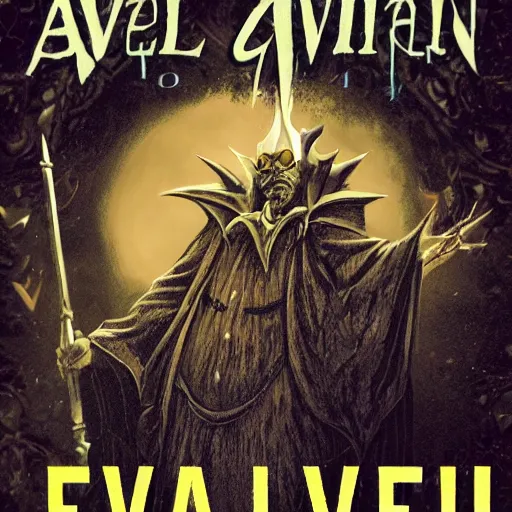 Image similar to Book cover about and evil wizard