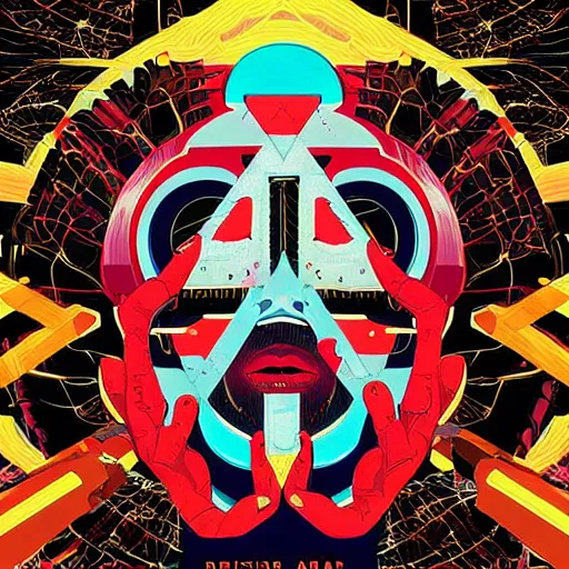 Image similar to album cover design design depicting the alter to the ai machine gods, by jonathan zawada, pi - slices, and tristan eaton, digital art