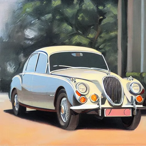 Image similar to jaguar mark 2, oil painting, modernism style, highly detailed