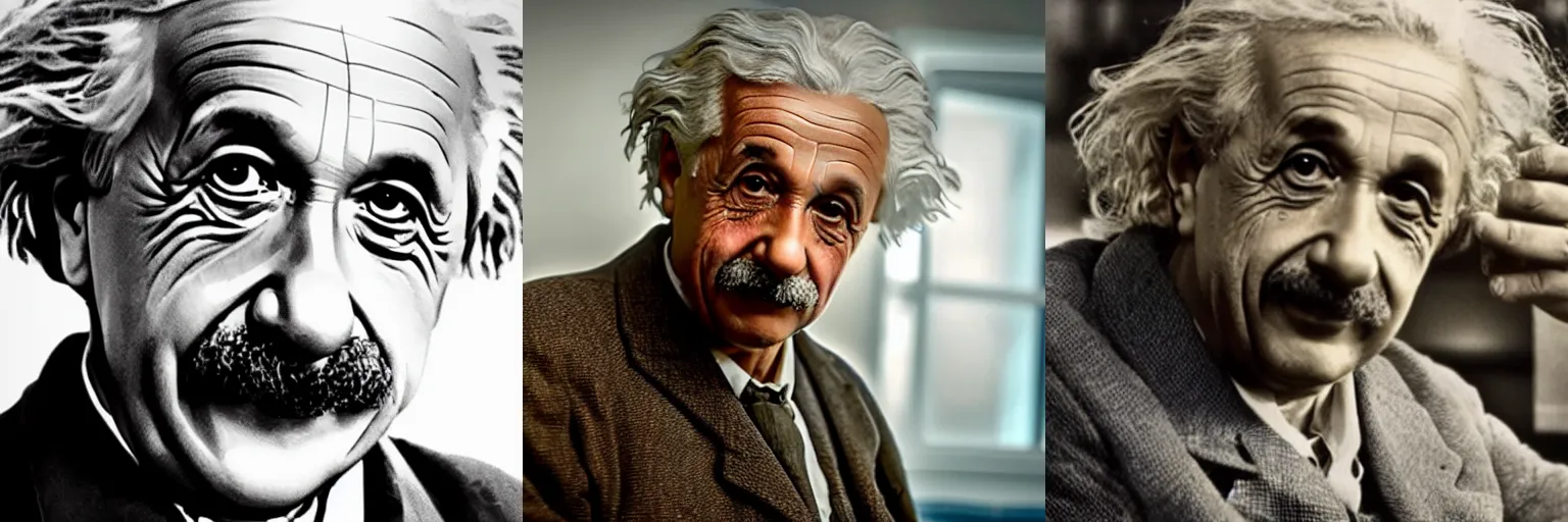 Prompt: close-up of Albert Einstein as a detective in a movie directed by Christopher Nolan, movie still frame, promotional image, imax 70 mm footage
