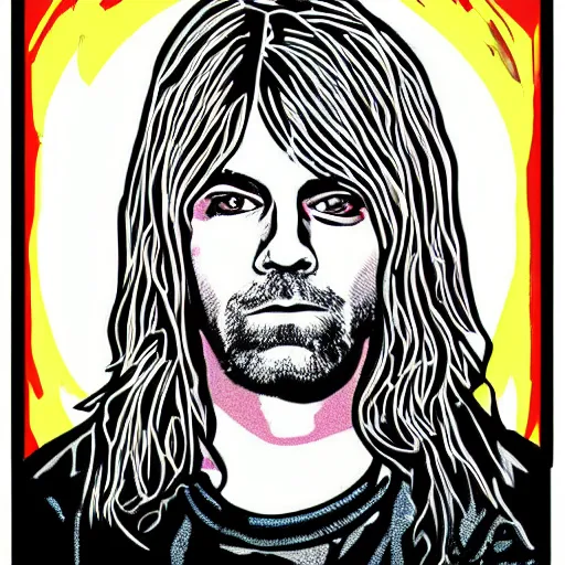 Image similar to kurt cobain pop art by adam khabibi,