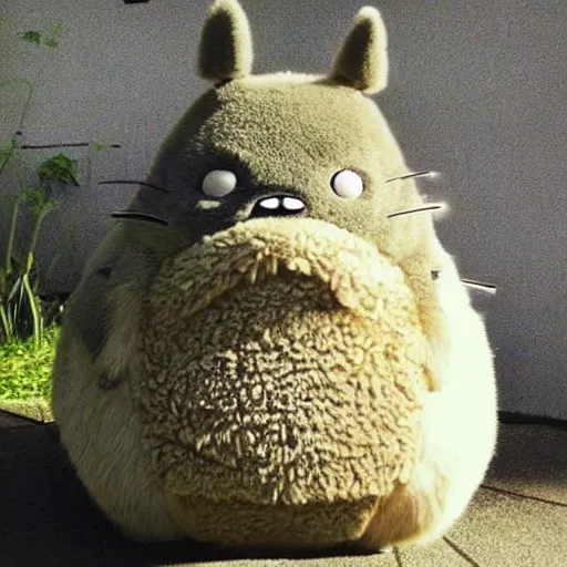 Image similar to real life totoro, cute!!!, happy!!!, chunky!!!, content!!!, mischievous!!!, adorable!!!, fluffy!!!, ultra realistic!!!, golden hour, sharp focus