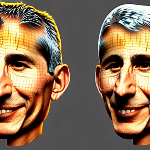 Prompt: uhd photorealistic anthony fauci made of various cheeses.