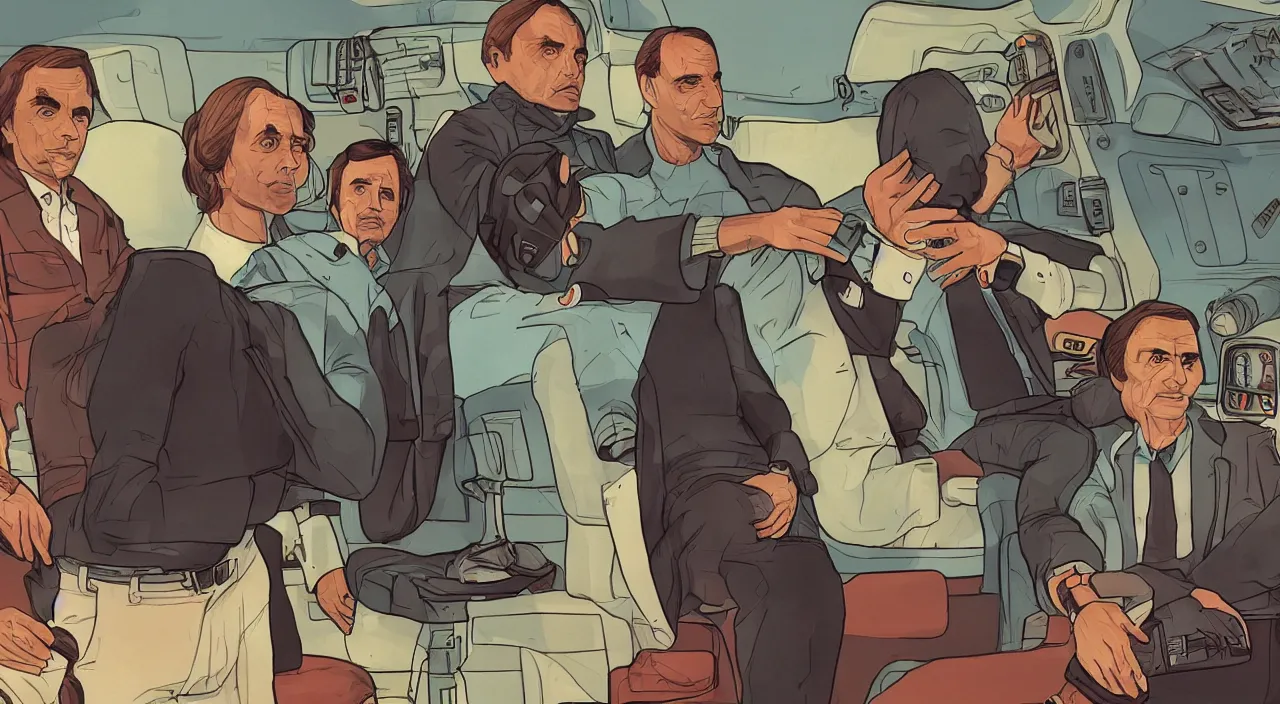 Prompt: carl sagan s a gta loading screen, illustration gta 5 artwork, stephen bliss