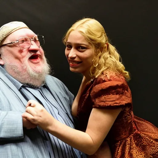 Image similar to george rr martin making out with cerci lannister