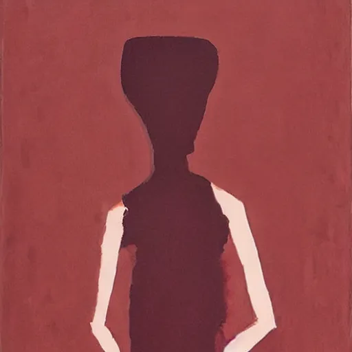 Prompt: rothko color field woman silhouette portrait in red wine color