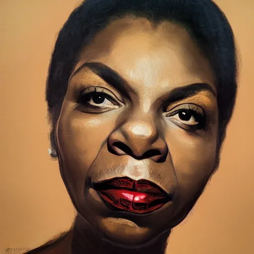 Image similar to portrait nina simone by leng jun and singer sargent, hyper real