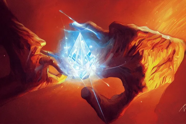Image similar to magic ring with a diamond, engraving, fire, ice, d & d, close - up, artbook, page, detailed, trending on artstation, cgsociety, ralph mcquarrie and greg rutkowski