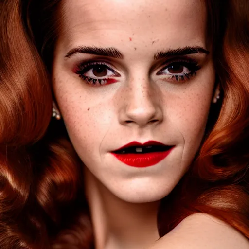Image similar to Emma Watson as Jessica Rabbit, (Nikon D850, f/8, modelsociety, symmetric balance)