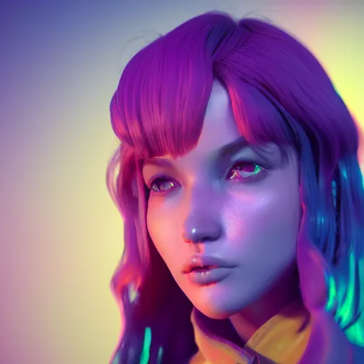 Image similar to 3D character realistic, very colourful, cinematic lighting, soft neon, octane render, trending on Artstation