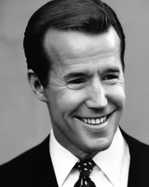 Image similar to a black and white photograph of joe biden, in the style of dorthy lang, realistic, vintage, antiqued look, grainy film