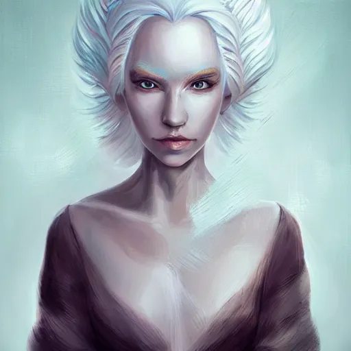 Image similar to a portrait of white hair girl, art by samdoesart, highly detailed, digital painting, concept art, sharp focus, illustration, trending on artstaion