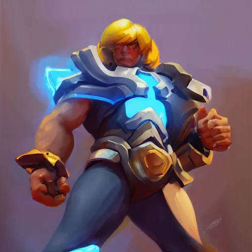 Prompt: greg manchess portrait painting of he - man as overwatch character, medium shot, asymmetrical, profile picture, organic painting, sunny day, matte painting, bold shapes, hard edges, street art, trending on artstation, by huang guangjian and gil elvgren and sachin teng