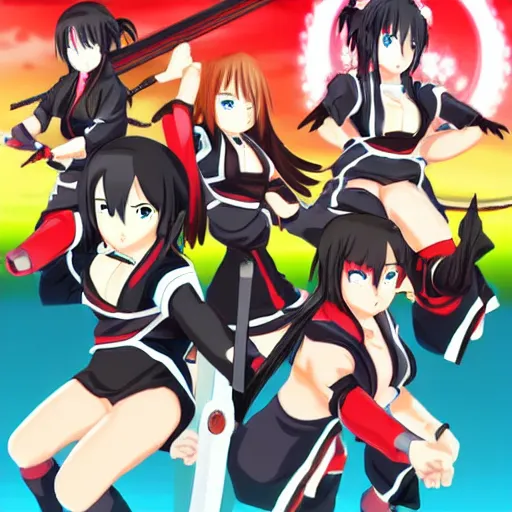 Image similar to kunoichi in the style of senran - kagura