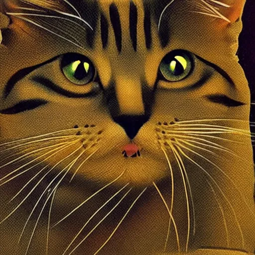 Prompt: a cat, enigmatic image, optical illusion