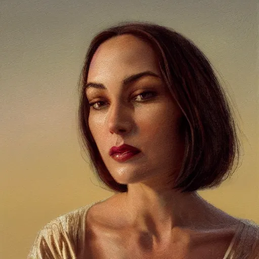 Prompt: detailed face of a gentle woman in loose woven garment, lush, opulent, contemplative, warm glow, rebirth, renaissance, chiaroscuro, bathed in light, impressionism, abstract background, prism, radiosity, pj crook, syd mead, livia prima, artgerm, greg rutkowski, nick alm, casey baugh, terrazzo, deep color