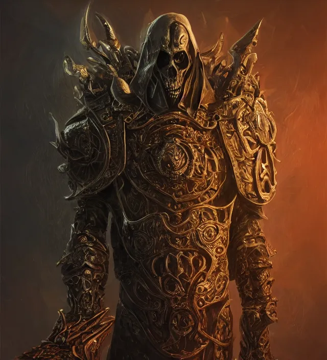 Image similar to Arch Lich Vecna portrait, intricate ornate armor, subject in the middle of the frame, rule of thirds, golden ratio, elegant, digital painting, octane 4k render, zbrush, hyperrealistic, artstation, concept art, smooth, sharp focus, illustration from Warcraft by Ruan Jia and Mandy Jurgens and Artgerm and William-Adolphe Bouguerea