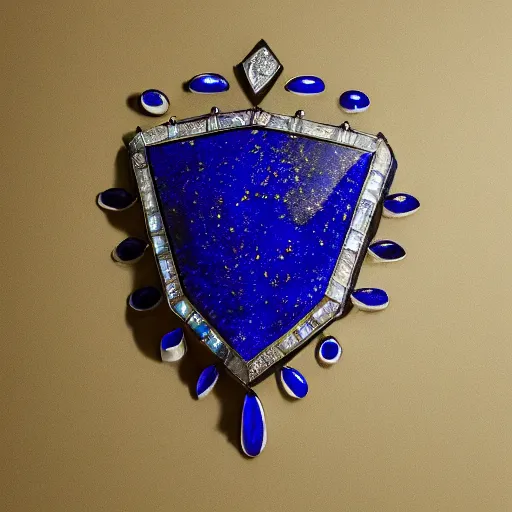 Image similar to photo of a lapis lazuli battle shield with jewels