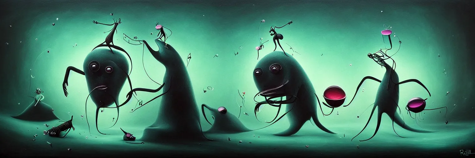 Prompt: whimsical surreal wild plankton creatures, surreal dark uncanny painting by ronny khalil