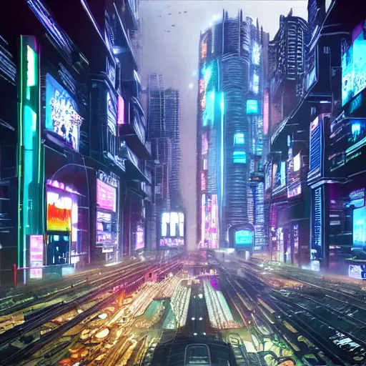 Image similar to Beautiful cyberpunk city