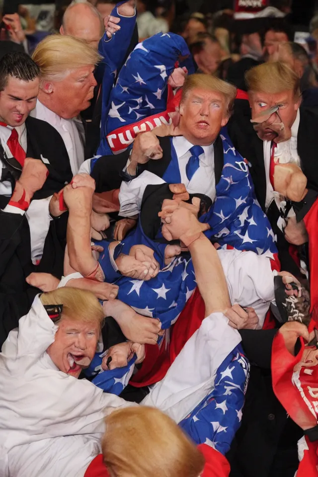 Image similar to donald trump as a jiujitsu fighter wearing a gi