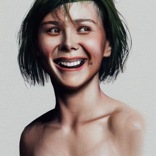 Prompt: a woman that successfully escaped her internal hell and looks genuinely happy, she would fit into most social situations and be seen as a good person. hyperrealism, trending on artstation.