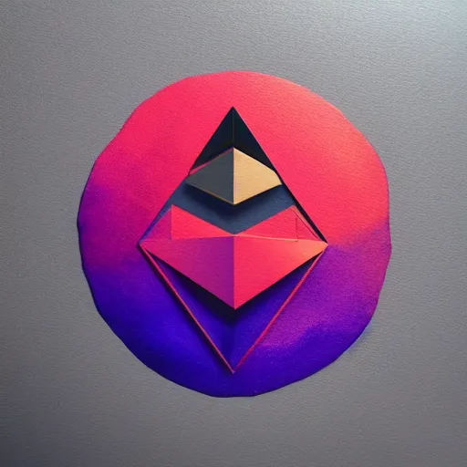 Prompt: 3D of the ethereum symbol, flat paint ,acrylic, minimal, abstract, art style by Joshy Sly, water color, soft pastel colors