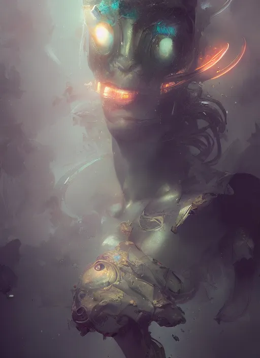 Image similar to semi reallistic, by yoshitaka amano, by ruan jia, by Conrad roset, by dofus online artists, detailed real 3d portrait, cgsociety, artstation, rococo mechanical, Digital reality, alien visiting earth, atmosphere, gesture drawn