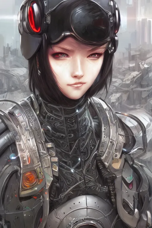 Prompt: Portrait of a cyberpunk cyborg , D&D, sci fi fantasy, intricate, richly detailed colored , art by Range Murata and Artgerm highly detailed, digital painting, trending on artstation, sharp focus, illustration, style of Stanley Artgerm,