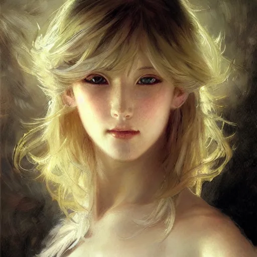 Image similar to detailed portrait of beautiful blonde anime girl, painting by gaston bussiere, craig mullins, j. c. leyendecker