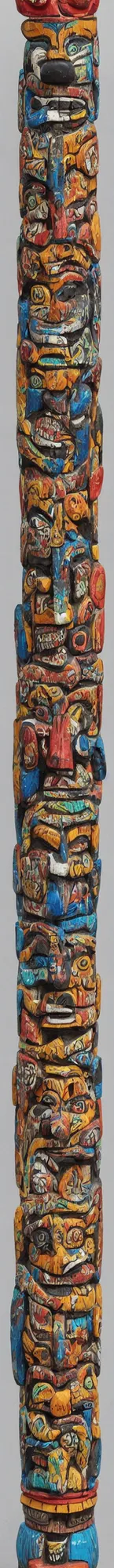Prompt: elaborate painted carved totem pole with detailed sacred animal