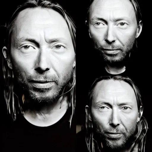 Image similar to thom yorke face made off carbonara, more details, more spaghetti,