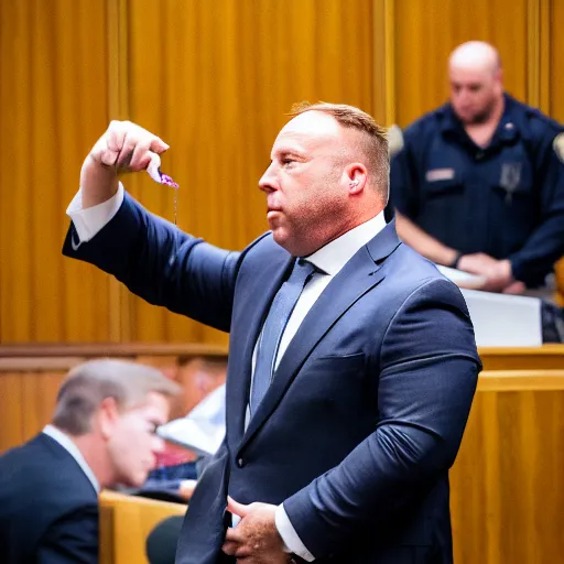 Image similar to Alex Jones desperately reaching for his out of reach phone in the courtroom, ((EOS 5DS R, ISO100, f/8, 1/125, 84mm, RAW, sharpen, unblur))