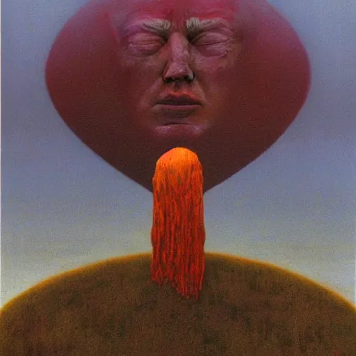 Image similar to Donald Trump. Pitiful. Zdzisław Beksiński