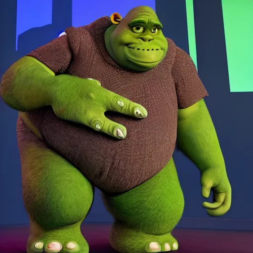 Image similar to big sir monster is a hybrid of shrek, big foot, elephant, and hippo