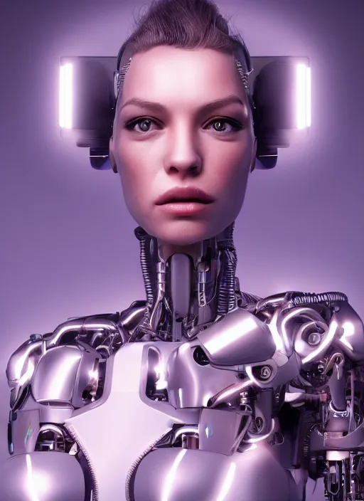 Image similar to photorealistic detailed full body picture of a female cyborg, pretty face with arms and legs, glamour pose, long hair, neon lights, humanoid, extreme, uhdr, book called the most influental cyborg in 2 0 5 0, fine details, highly detailed, intricate, smooth sharp focus, symmetrical features, environmental portrait, realistic render