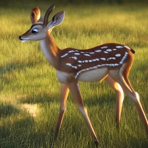 Prompt: live action bambi, 8k resolution, full HD, cinematic lighting, award winning, anatomically correct