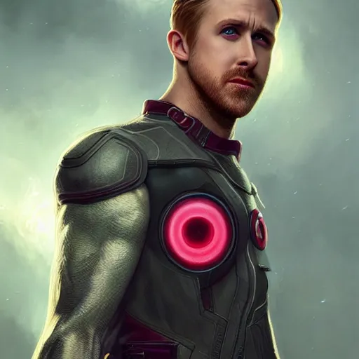 Prompt: Ryan Gosling as Marvel's Cyclops, X-Men, ultra realistic, concept art, intricate details, eerie, highly detailed, photorealistic, octane render, 8k, unreal engine. art by Artgerm and Greg Rutkowski