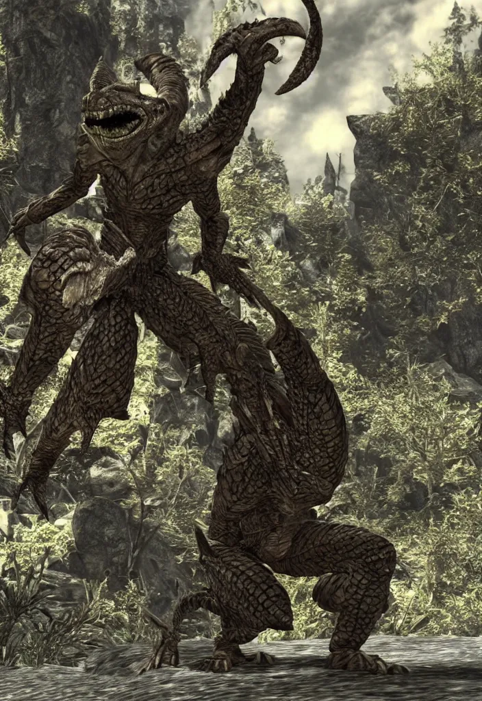 Prompt: argonian character skyrim