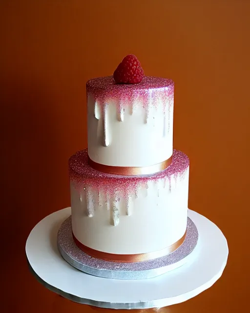 Image similar to elegant quartz raspberry wedding cake dripping fondant, stylized, sparkling, glitter, gilding, ornate, sylvain sarrailh, joongwon jeong