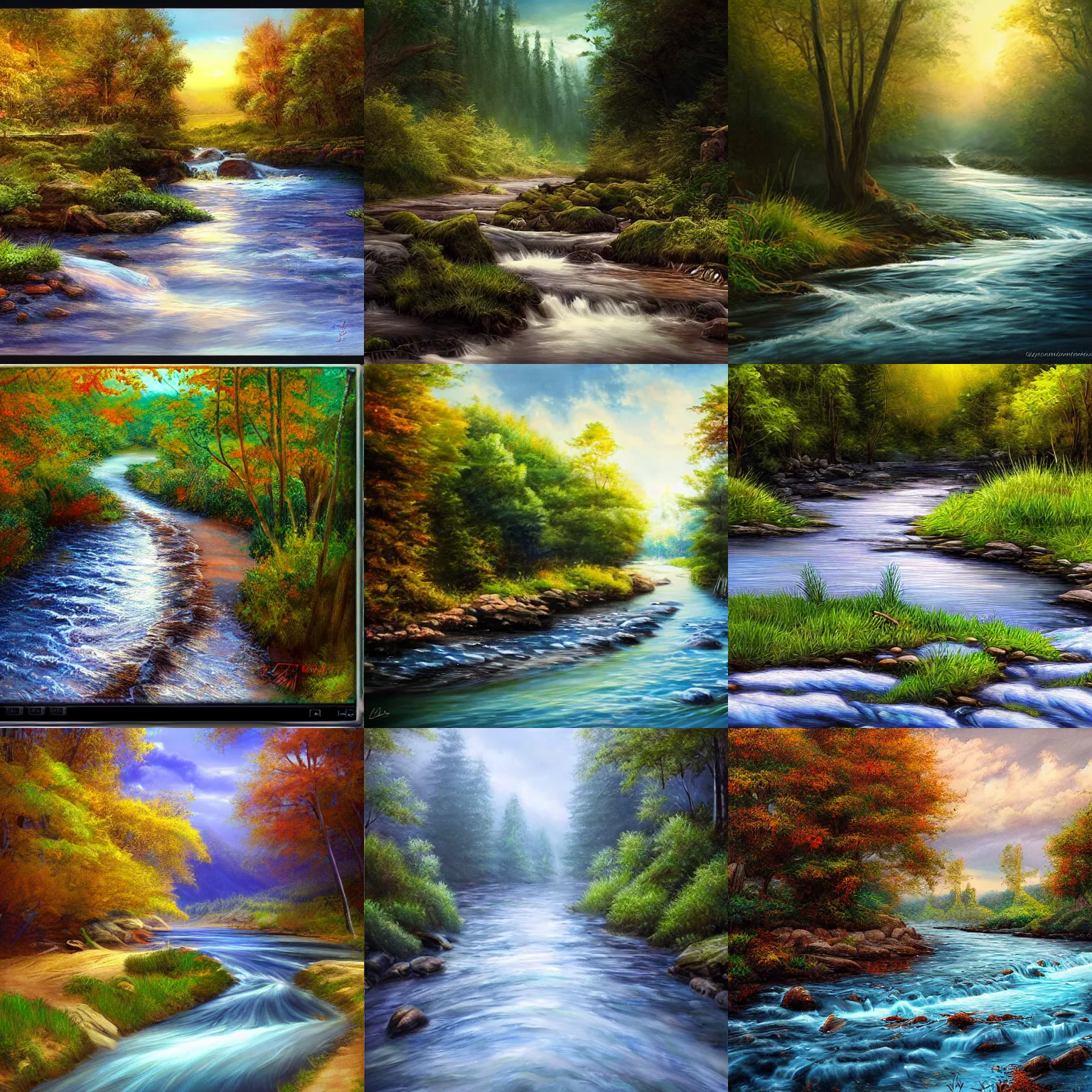 Prompt: a beautiful river, realistic painting, high definition, digital art, very detailed