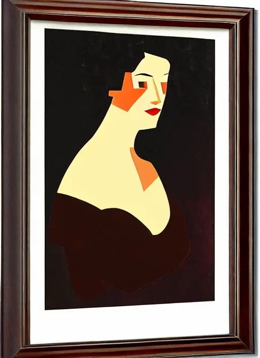 Prompt: a portrait of a pretty young lady by aaron douglas