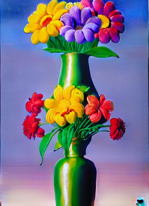 Image similar to vase with flowers by shusei nagaoka, kaws, david rudnick, airbrush on canvas, pastell colours, cell shaded, 8 k